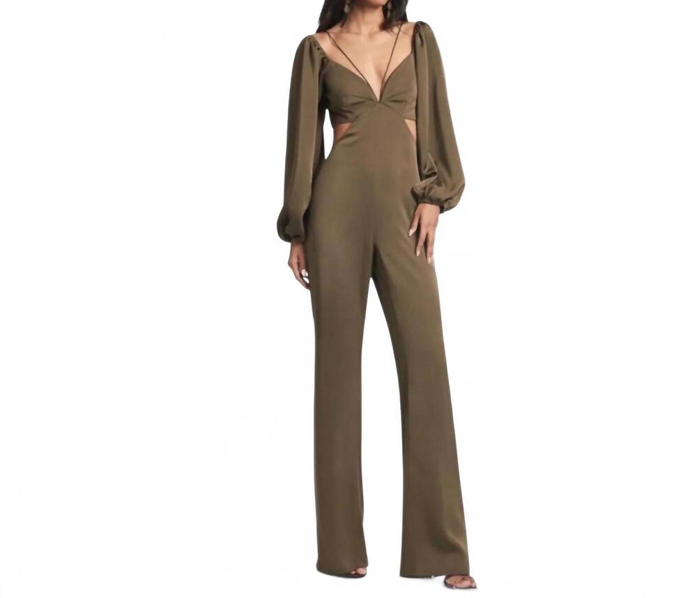 NEW SACHIN & BABI bruni cutout satin crepe jumpsuit in brown